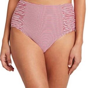 🍀 SEA LEVEL SWIM AUSTRALIA SIZE 14 US/AUS 18 REDWhite Striped HIGH WAIST Bottom